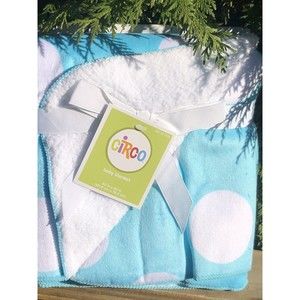 VTG Target Circo Baby Blanket Aqua Blue Large Polka Dots White Sherp…